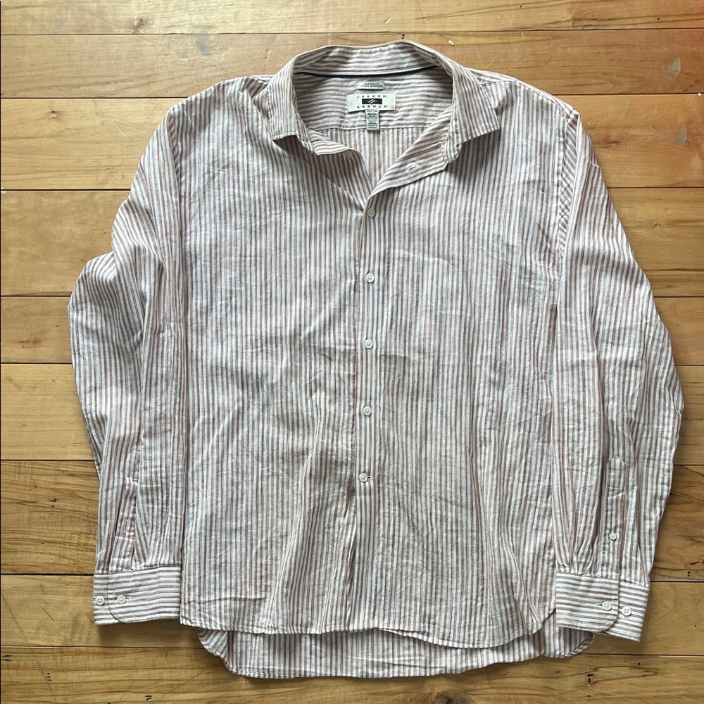Joseph Abboud Pink and White Striped Button-Down Shirt